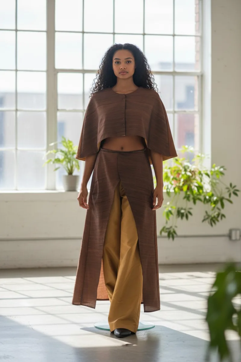 Atelier Study No. 04, a one-of-one piece, photographed on the model.