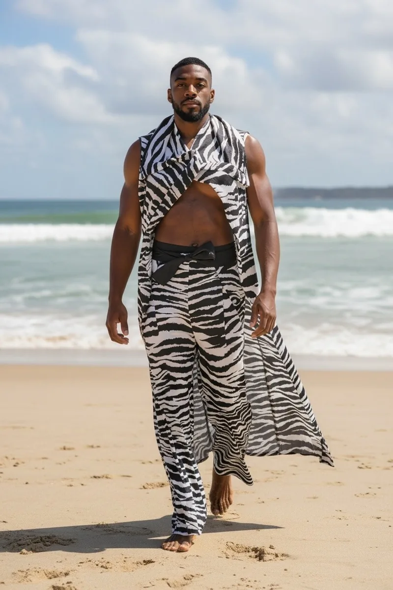 Resort Study No. 04, a one-of-one piece from the Luxury Resort Wear collection, photographed on the model.