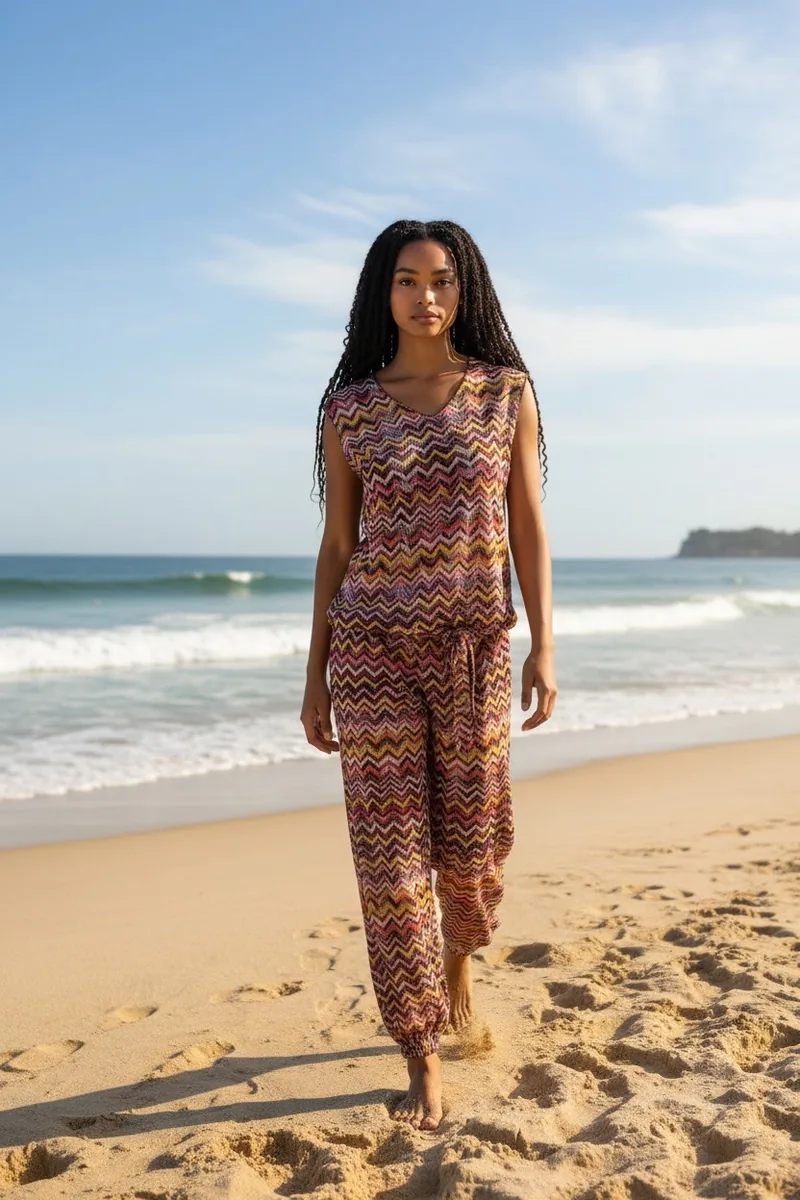 Resort Study No. 12, a one-of-one piece from the Luxury Resort Wear collection, photographed on the model.