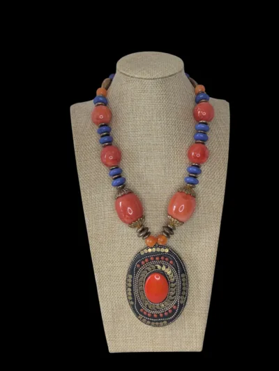 Coral Medallion Necklace