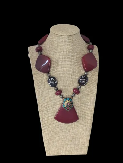 Plum Fan Necklace